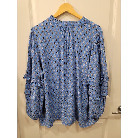 Loft Paisley Ruffle Sleeve Button Blouse - Picture 4 of 8